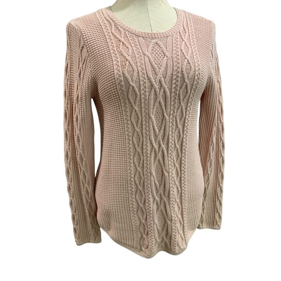 JEANNE PIERRE Sweaters - Small Jeanne Pierre Womens Pink Cable Knit Cotton Sweater